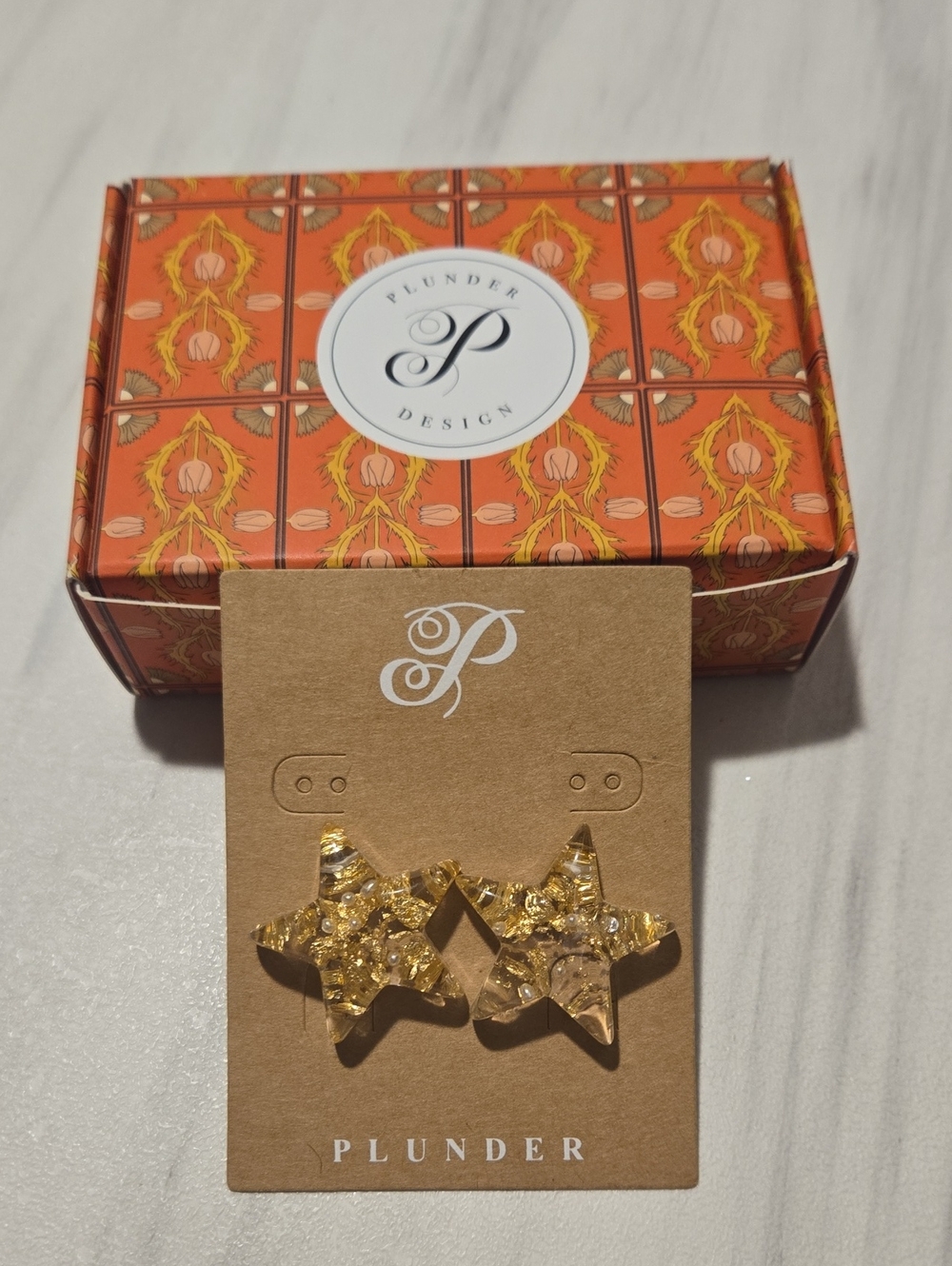 Plunder Gold Fleck Star Earrings - Gold